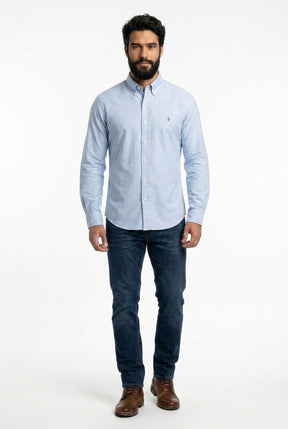 Camisa Social Lisa RL Manga Longa - Azul Bebê Mescla