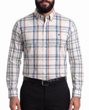 Camisa Manga Oxford Longa TH - Nashville Grid Xadrez Tricolor