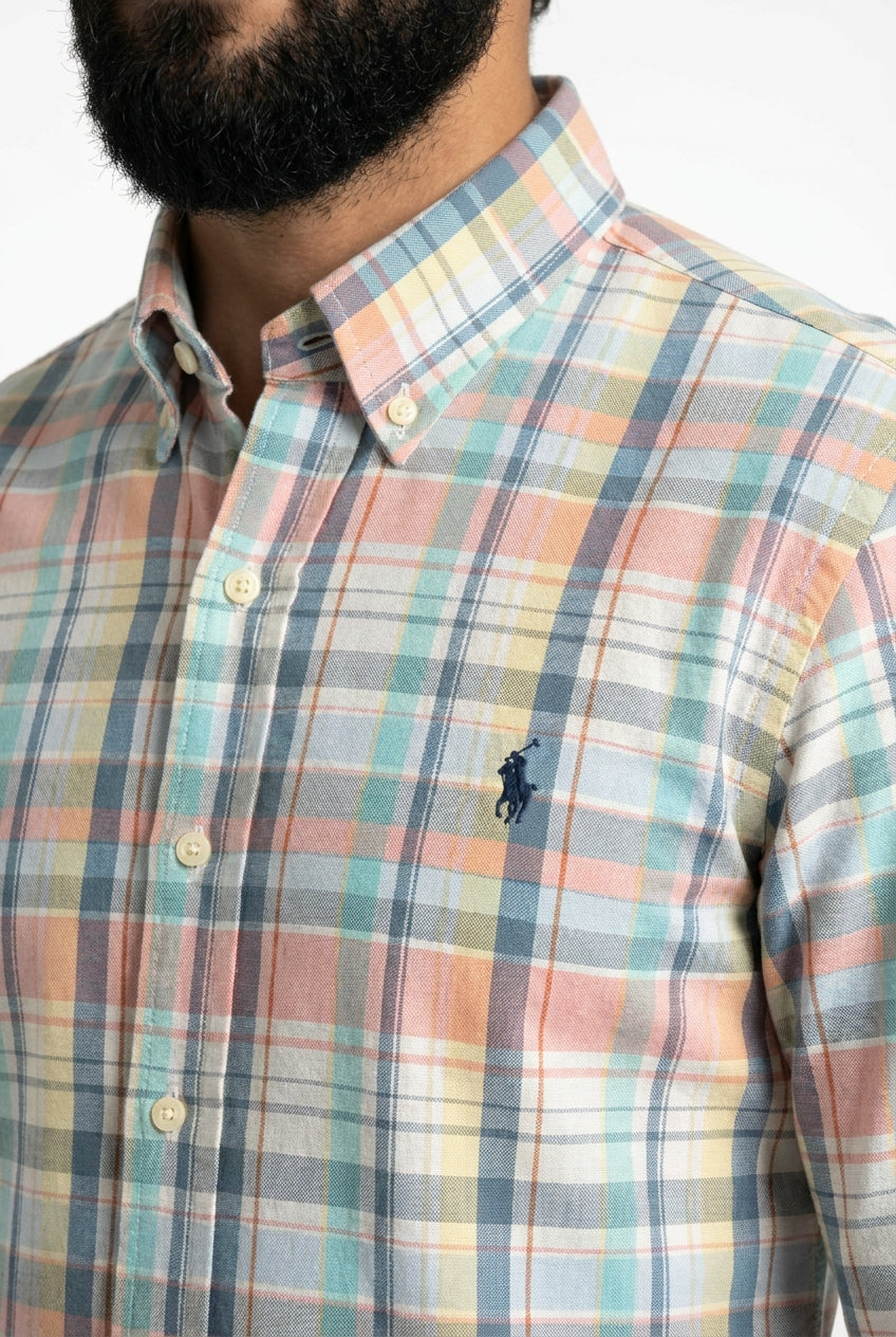 Camisa Social RL Manga Longa - Xadrez Grid Pastel