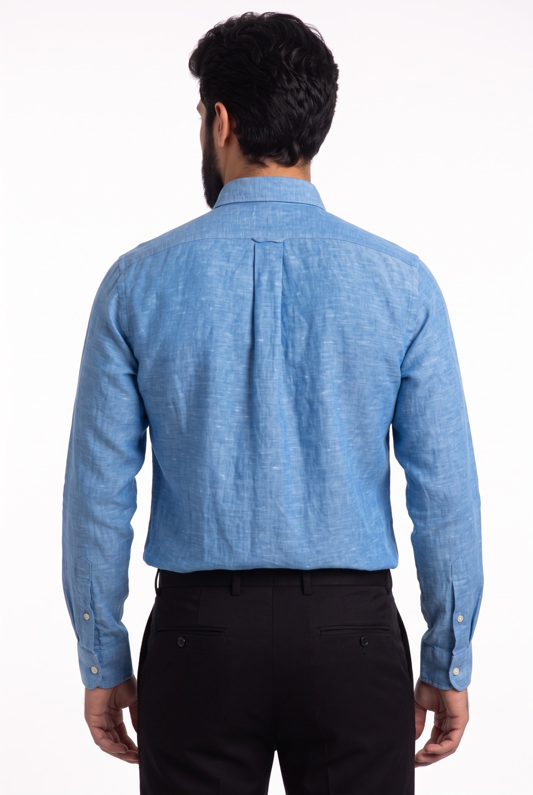 Camisa RL Longa Linho - Azul Celeste Small Pony Rosa