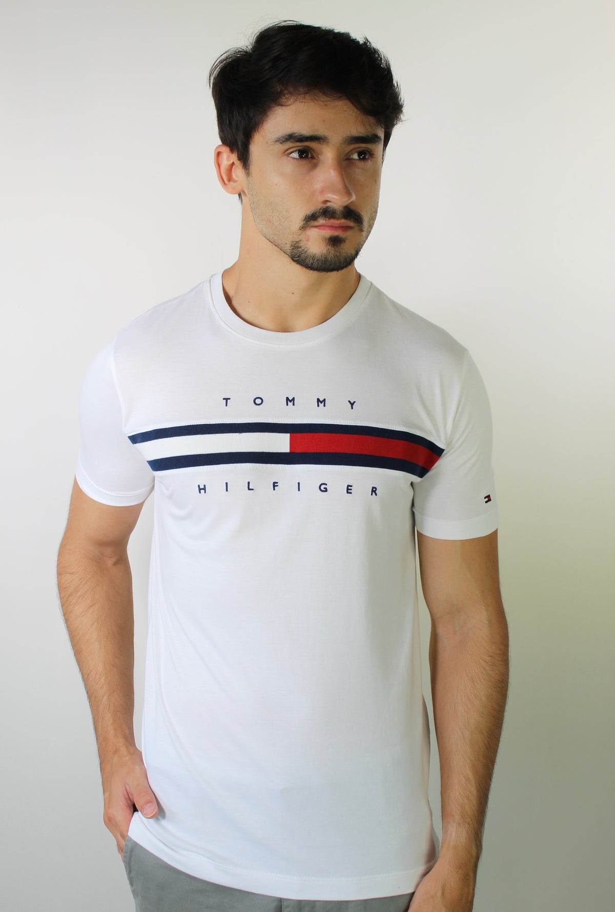 Camiseta TH Flag Stripe - Branca