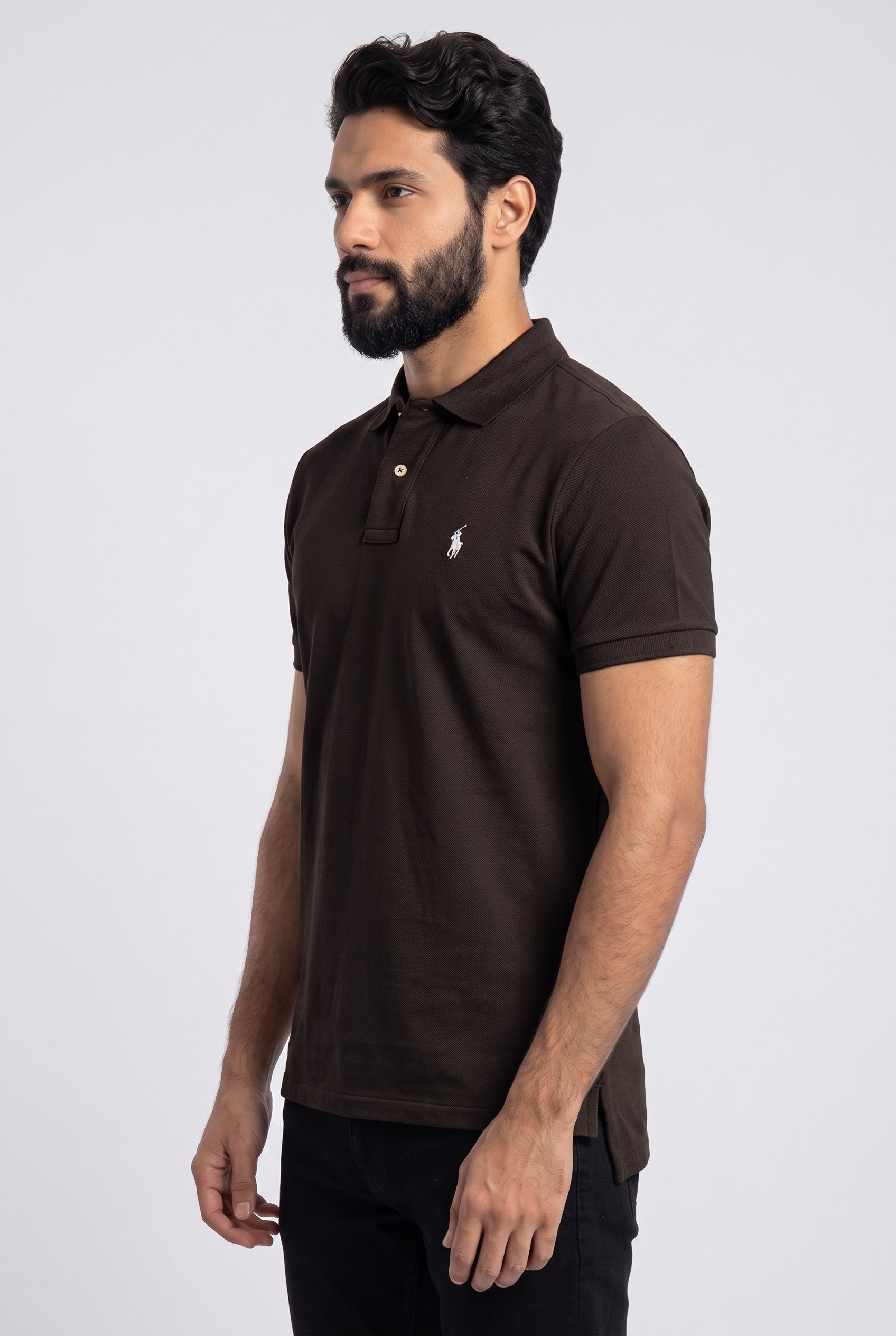 Camisa Gola Polo RL - Marrom Small Pony Bege