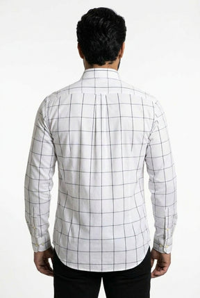 Camisa Social RL Manga Longa - Grid Style Xadrez Branca