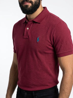 Camisa Gola Polo RL - Bordô Small Pony Azul