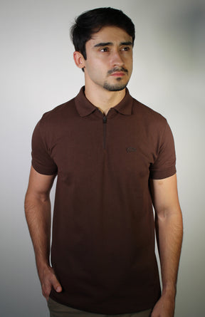 Camisa Gola Polo LCT Front Zipper - Marrom