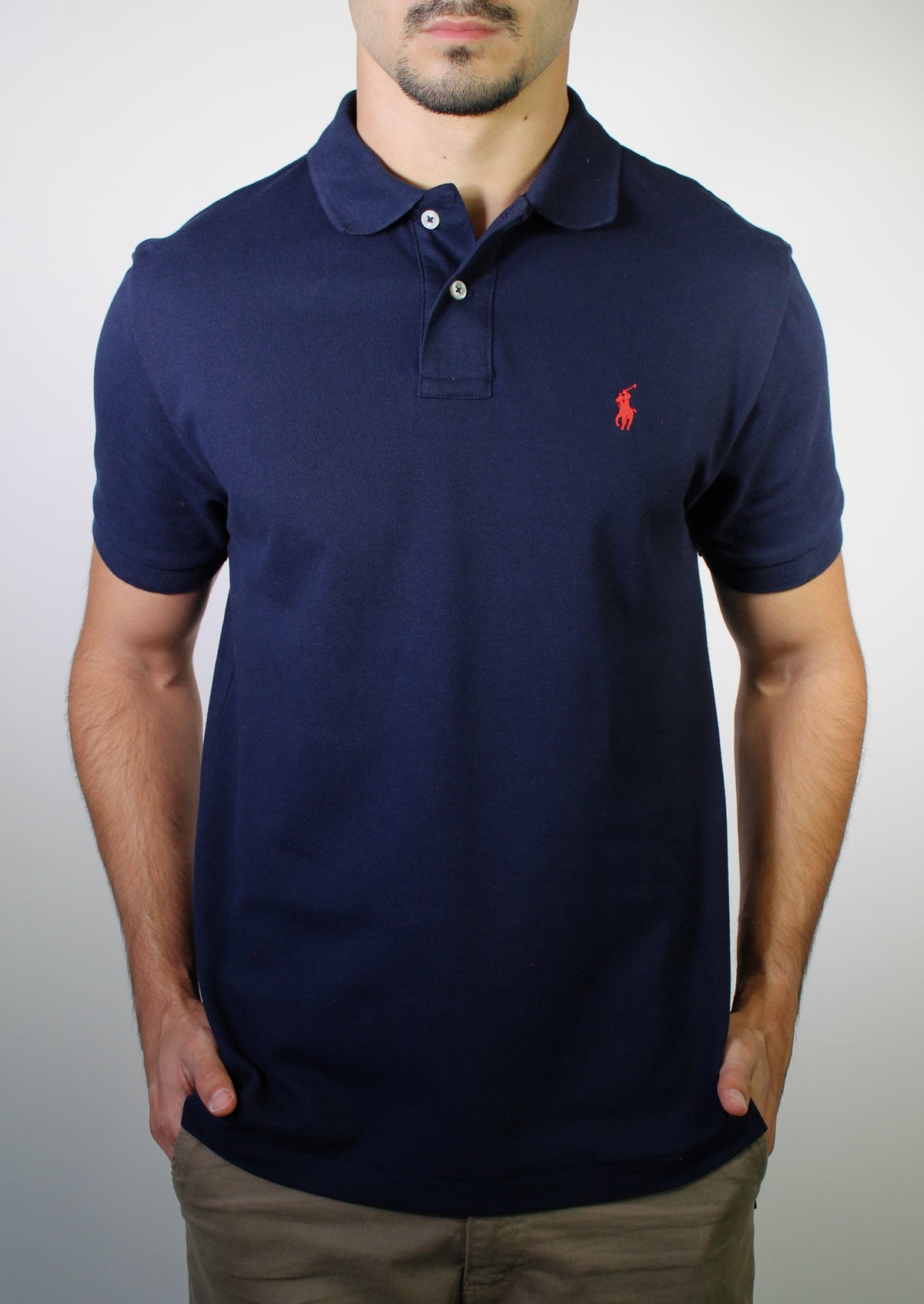 Camisa Gola Polo RL - Azul Marinho Small Pony Vermelho