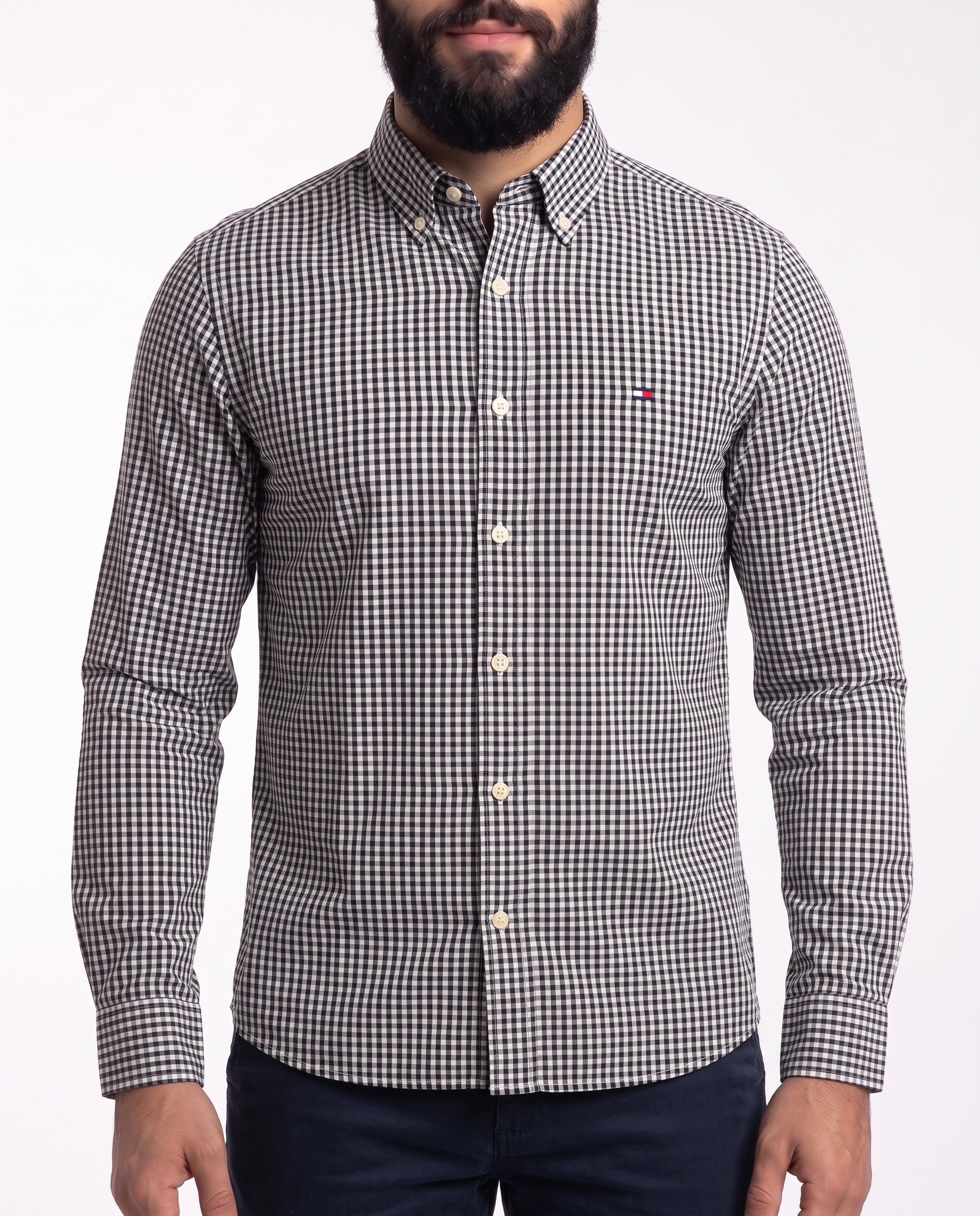 Camisa Manga Longa TH - Portland Grid Microxadrez Preto