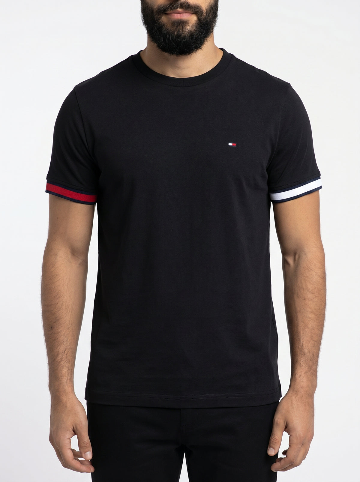 Camiseta TH Minimalist Sleeve Stripe - Preta