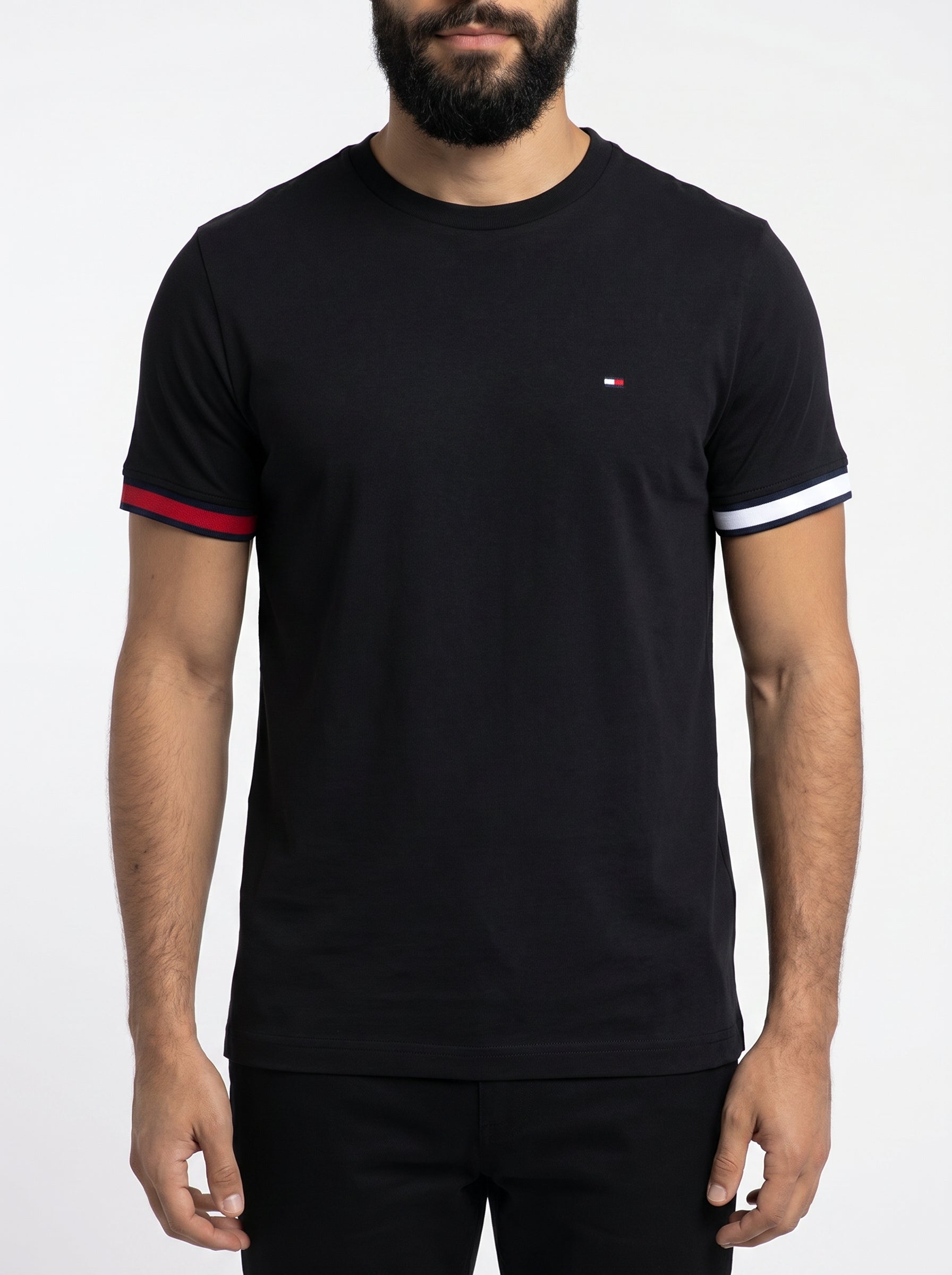 Camiseta TH Minimalist Sleeve Stripe - Preta