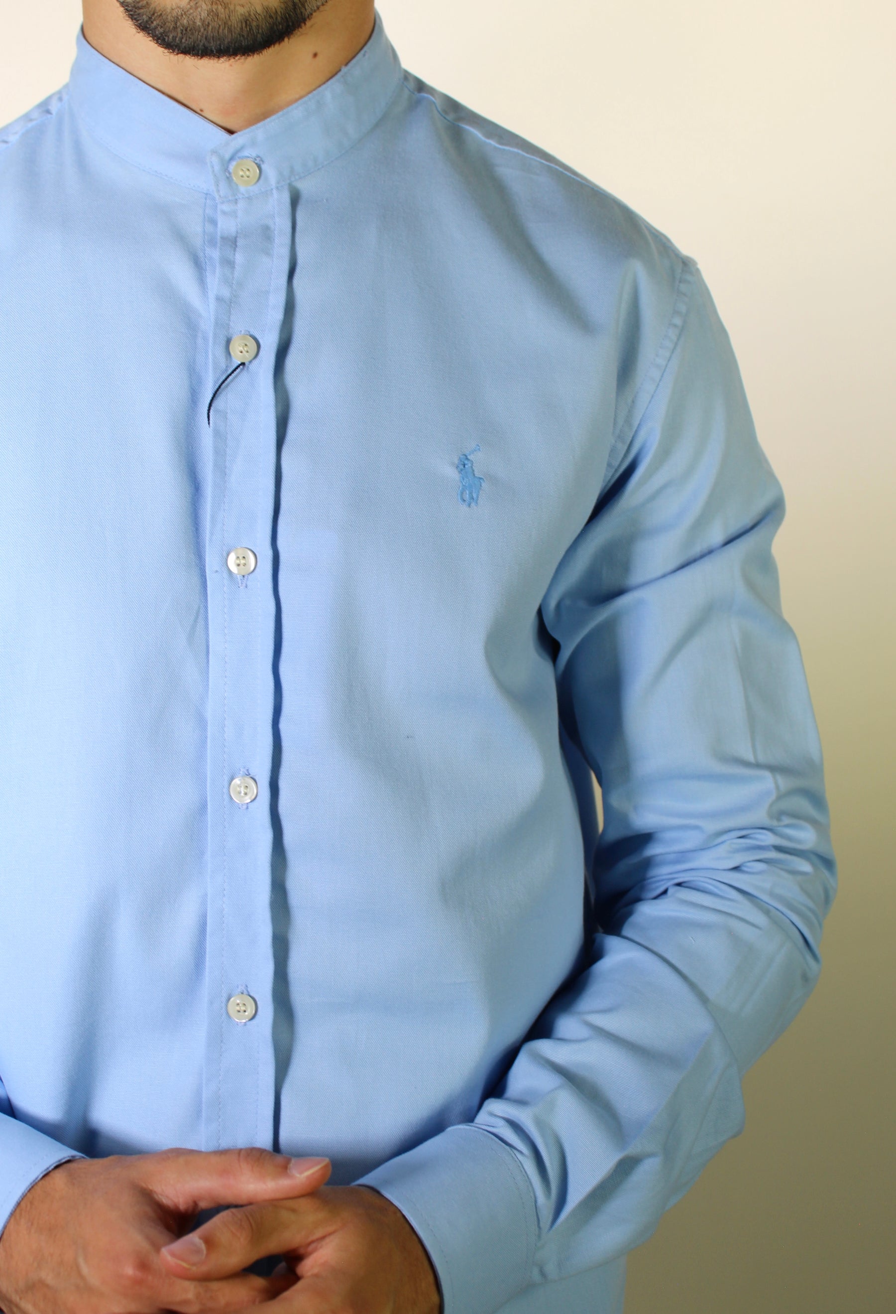 Camisa RL Manga Longa Gola Padre - Azul Bebê