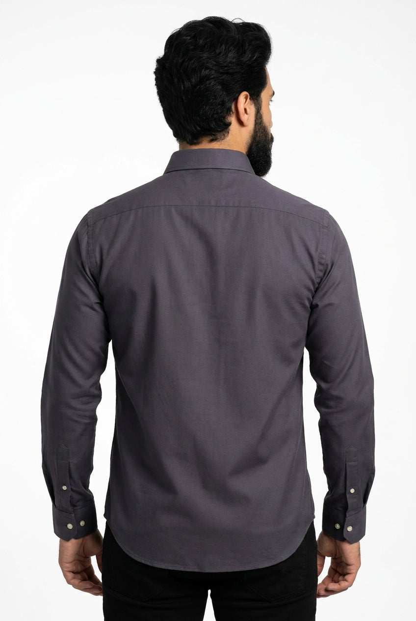 Camisa Social Lisa RL Manga Longa - Chumbo