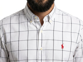 Camisa Social RL Manga Longa - Grid Style Xadrez Branca