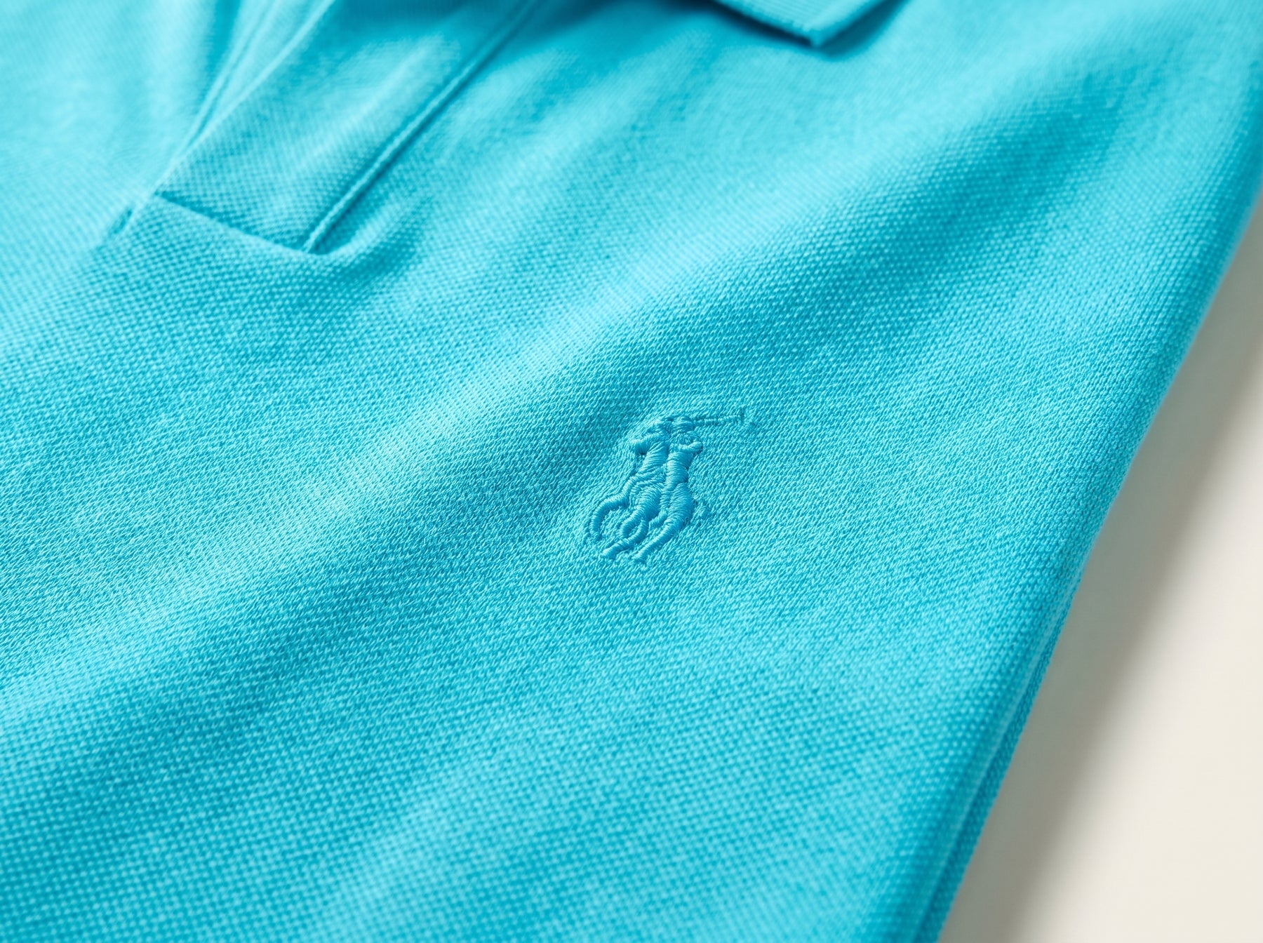 Camisa Gola Polo RL Monochrome V-Neck - Azul Celeste
