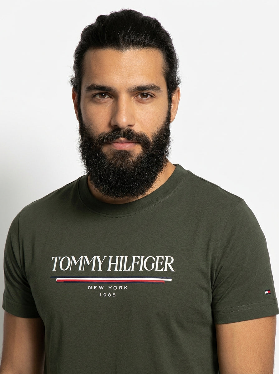 Camiseta TH Old School Stripe Brand - Verde Musgo