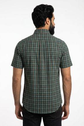 Camisa Social Manga Curta RL - Xadrez Grid Verde Musgo