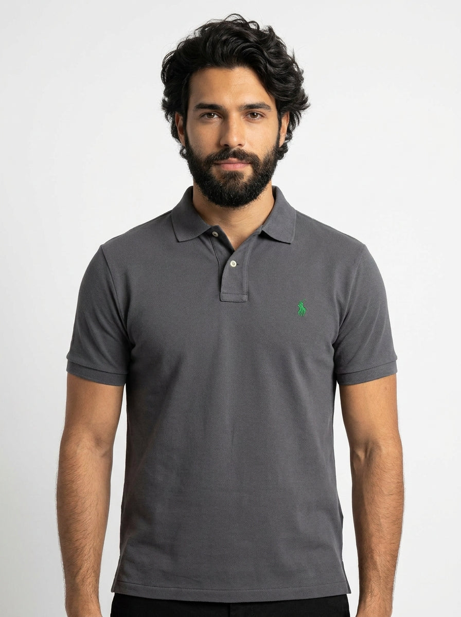 Camisa Gola Polo RL - Chumbo Small Pony Verde