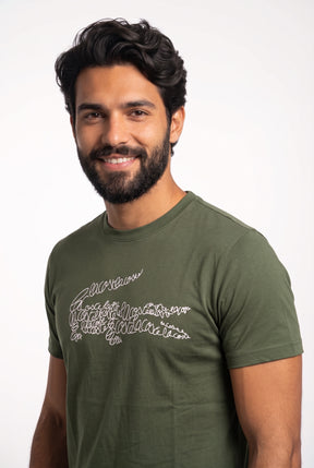 Camiseta LCT Handwritten Croco Logo - Verde Musgo