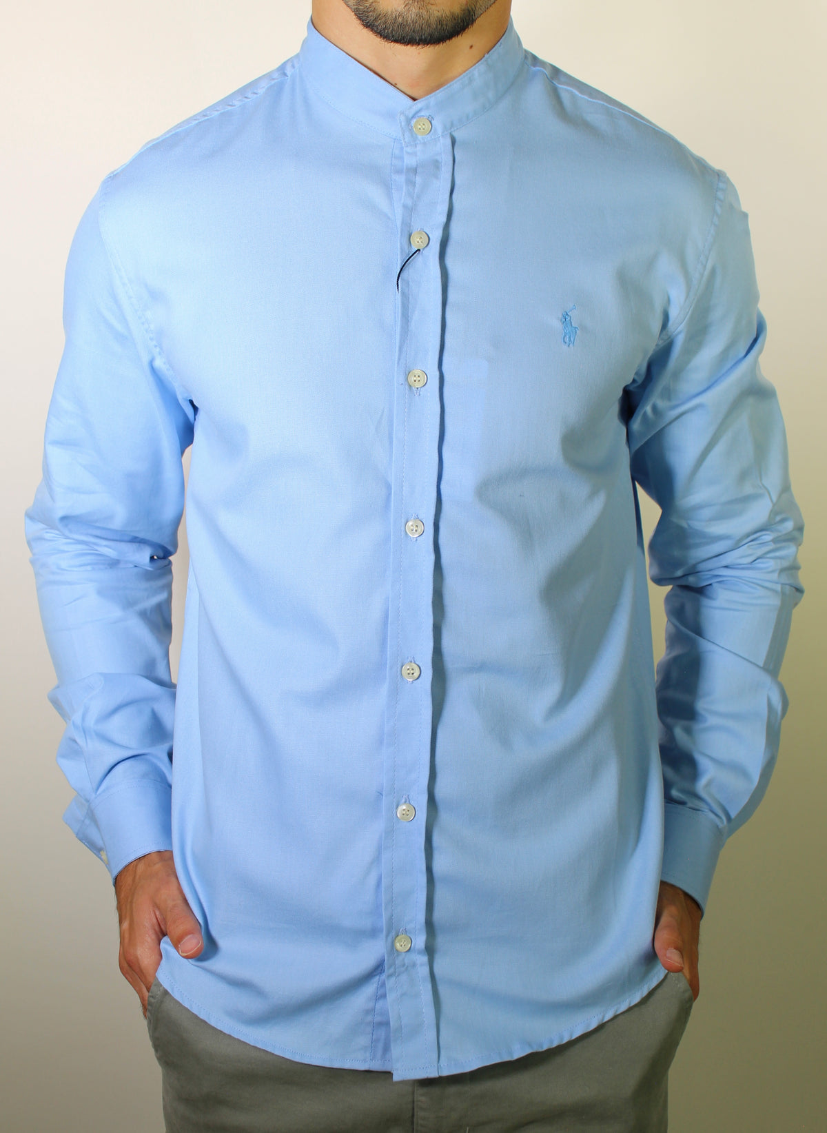Camisa RL Manga Longa Gola Padre - Azul Bebê