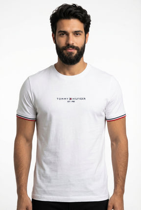 Camiseta TH Est. 1985 Band Sleeve - Off White