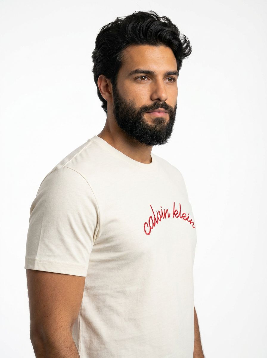 Camiseta CK Signature Script - Off White