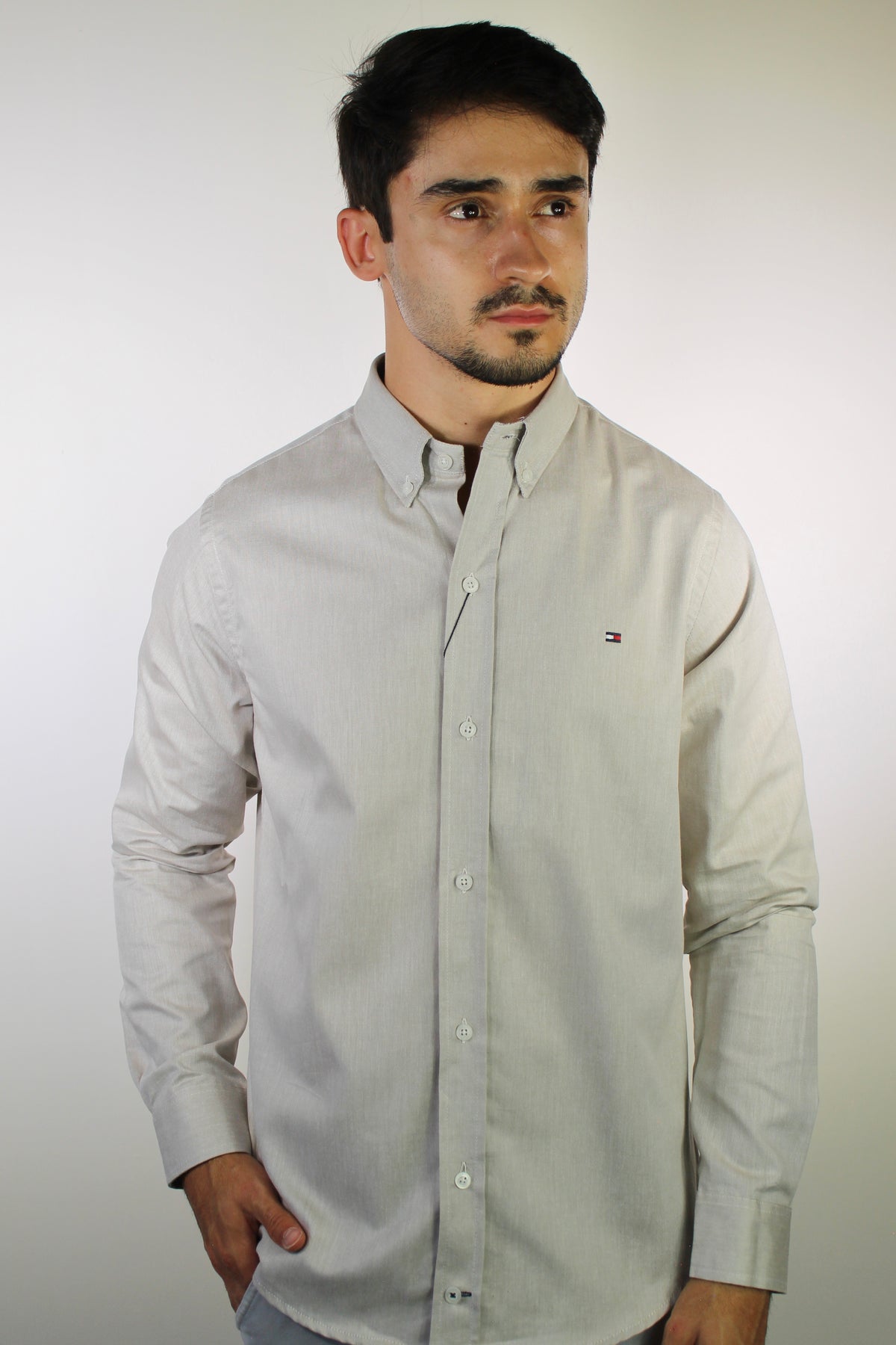 Camisa Social Lisa Manga Longa TH Classic  - Areia Mescla