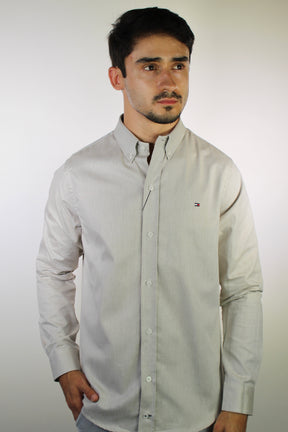 Camisa Social Lisa Manga Longa TH Classic  - Areia Mescla