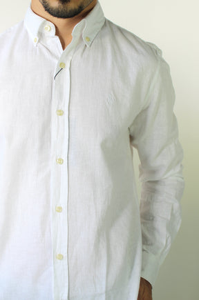 Camisa RL Manga Longa Linho - Branca Small Pony Monocromático