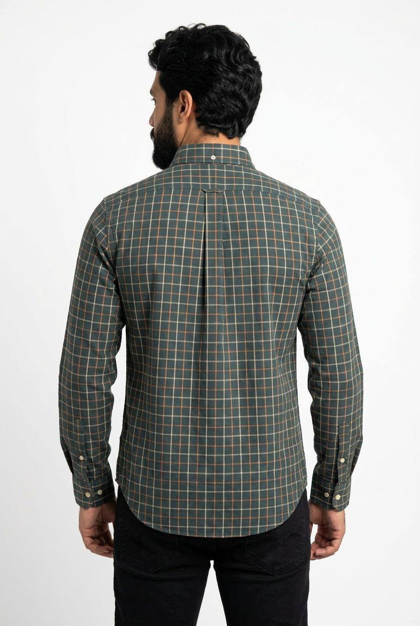 Camisa Social RL Manga Longa - Xadrez Grid Verde Musgo