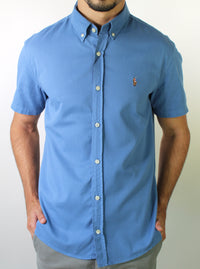 Camisa Social Manga Curta RL - Azul Médio