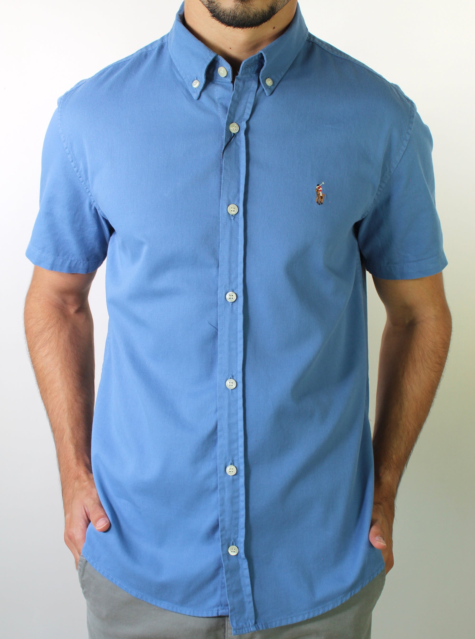 Camisa Social Manga Curta RL - Azul Médio