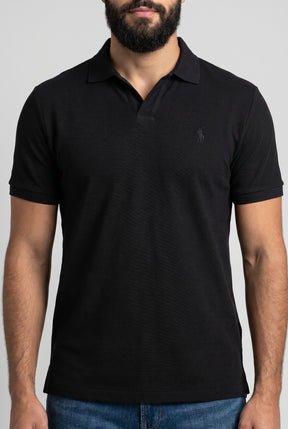 Camisa Gola Polo RL Monochrome V-Neck - Preta