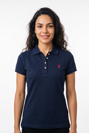 Gola Polo Feminina RL Palm Club - Azul Marinho Small Pony Vermelho