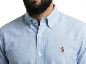 Camisa Social Lisa RL Manga Longa - Azul Bebê Mescla
