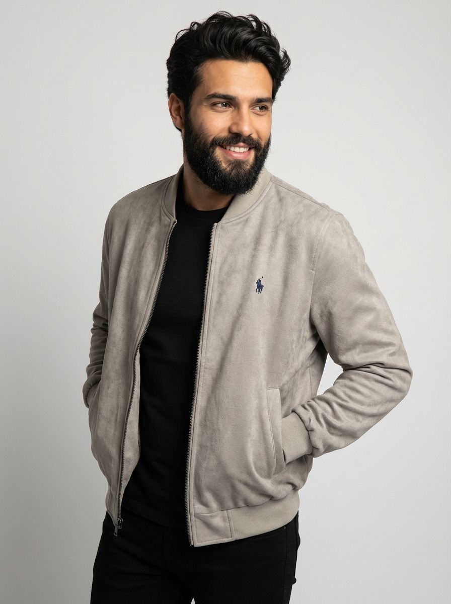 Jaqueta Suede RL Smart Modern Fit - Bege Acinzentado