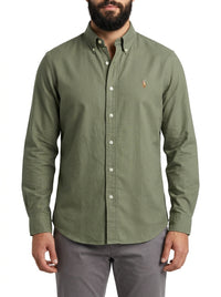 Camisa Social Lisa RL Manga Longa - Verde Musgo