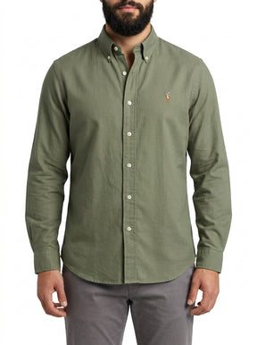 Camisa Social Lisa RL Manga Longa - Verde Musgo