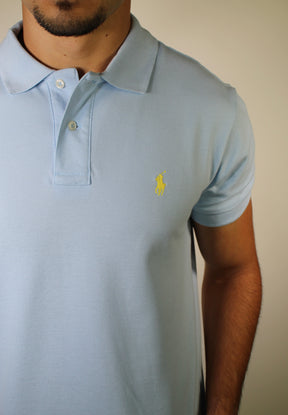 Camisa Gola Polo RL - Azul Claro Small Pony Amarelo