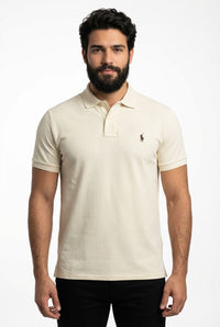 Camisa Gola Polo RL - Bege Small Pony Marrom