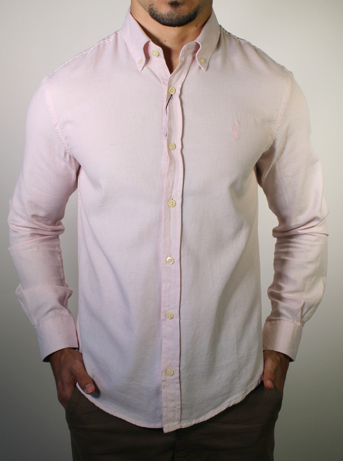 Camisa Social Linho RL Manga Longa Monochrome - Rosa