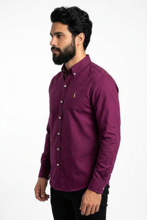 Camisa Social Lisa RL Manga Longa - Burgundy
