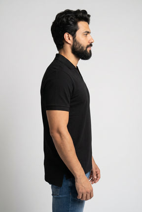 Camisa Gola Polo RL Monochrome V-Neck - Preta