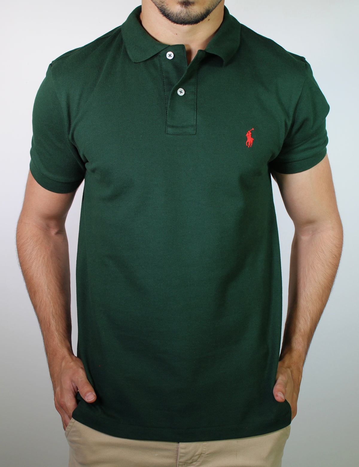 Camisa Gola Polo RL - Verde Floresta Small Pony Vermelho