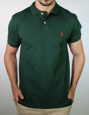 Camisa Gola Polo RL - Verde Floresta Small Pony Vermelho