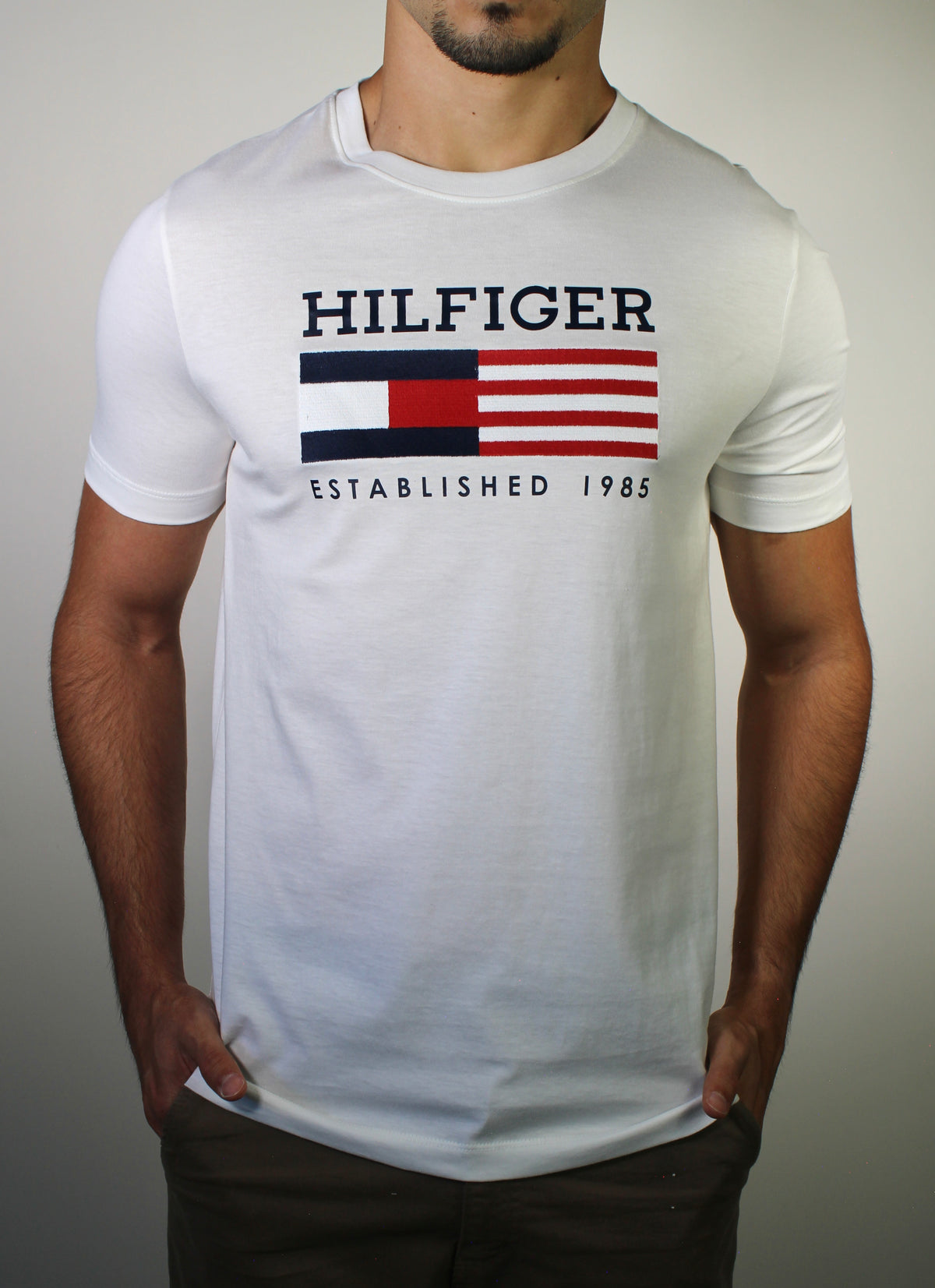 Camiseta TH Hilfiger Established 1985 USA Flag - Branca