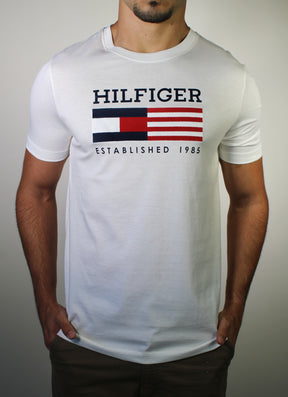 Camiseta TH Hilfiger Established 1985 USA Flag - Branca