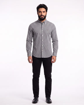 Camisa Manga Longa TH - Portland Grid Microxadrez Preto