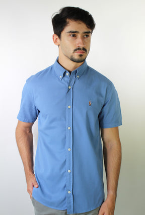 Camisa Social Manga Curta RL - Azul Médio