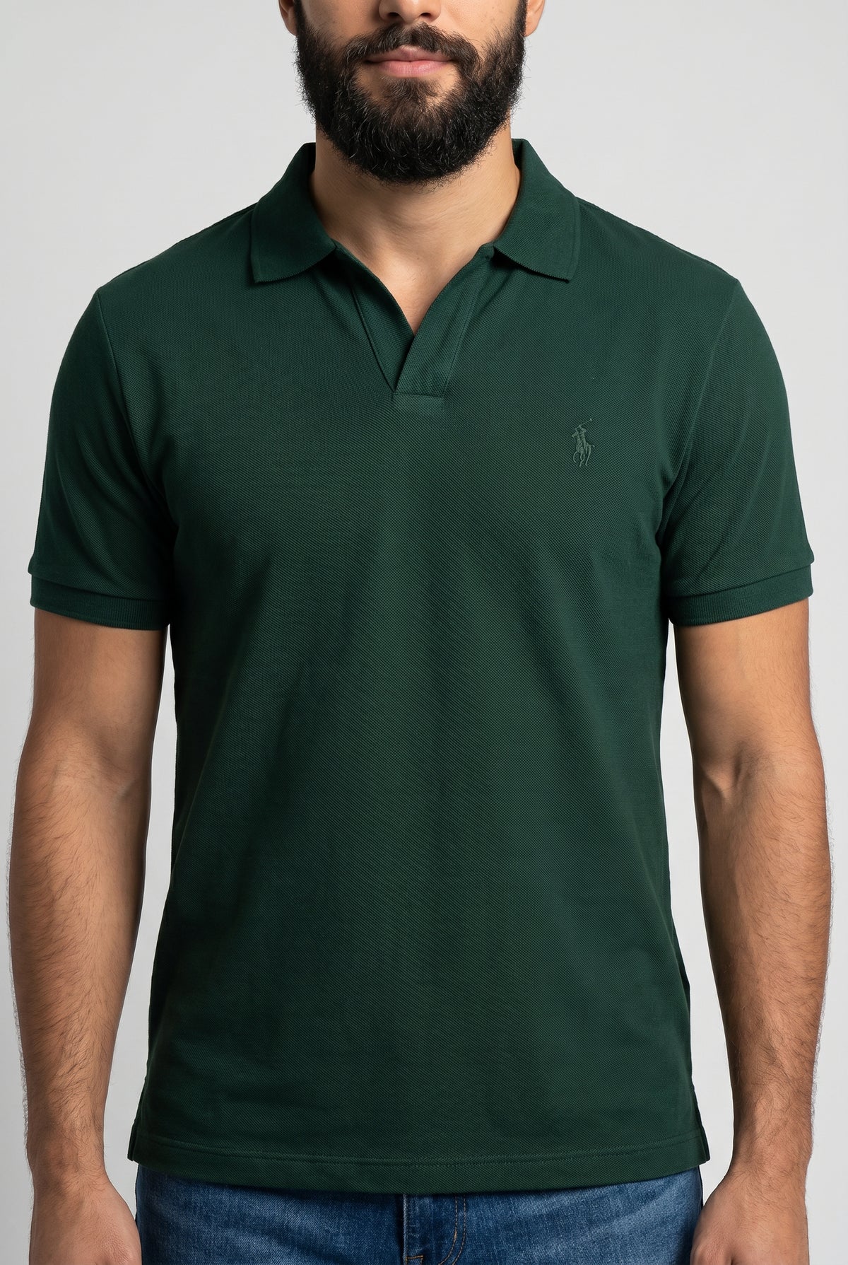 Camisa Gola Polo RL Monochrome V-Neck - Verde Floresta