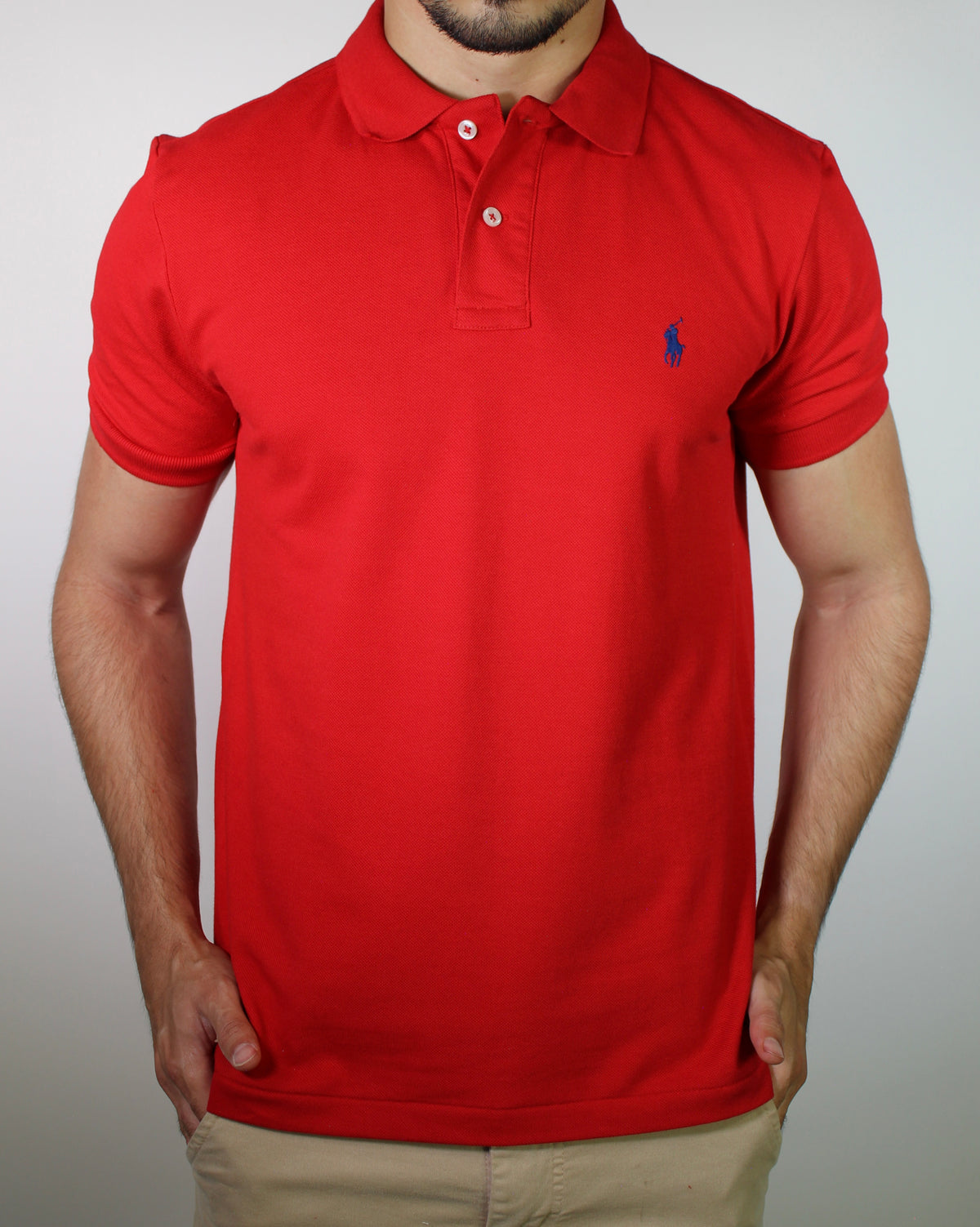 Camisa Gola Polo RL - Vermelha Small Pony Azul Royal
