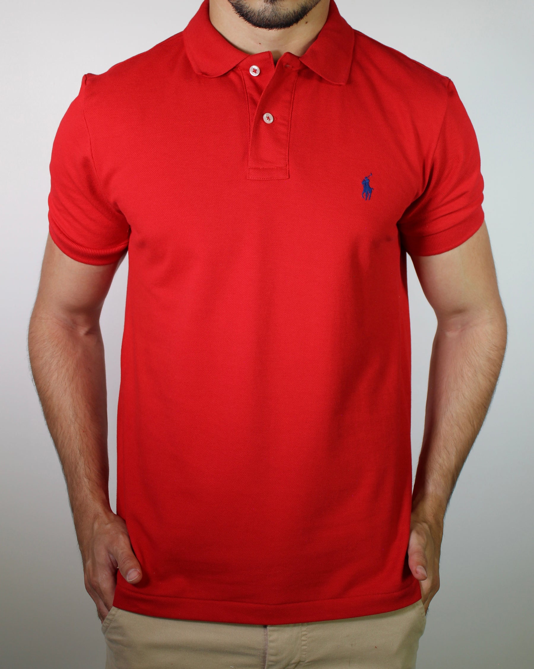 Camisa Gola Polo RL - Vermelha Small Pony Azul Royal